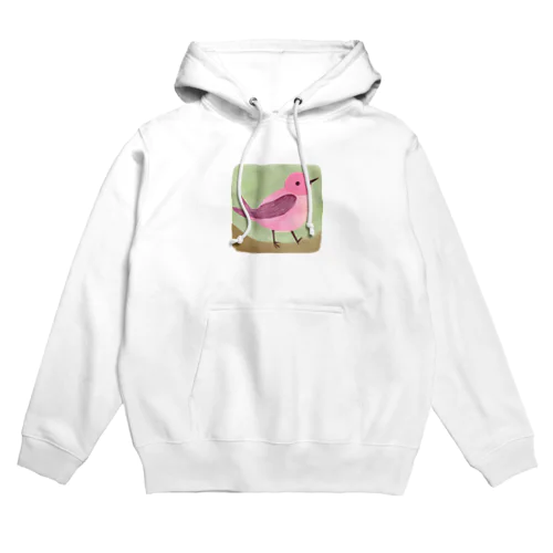 ピンクの鳥さん 水彩画 Hoodie