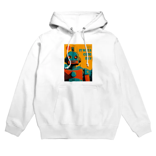 ポジティブな思考回路のレトロなロボットくん Hoodie