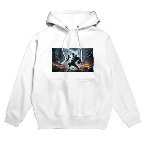 巨大ゴリラと巨大猫の戦い Hoodie