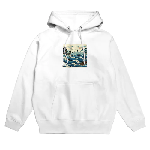 波打ち際に立つ浮世絵 Hoodie