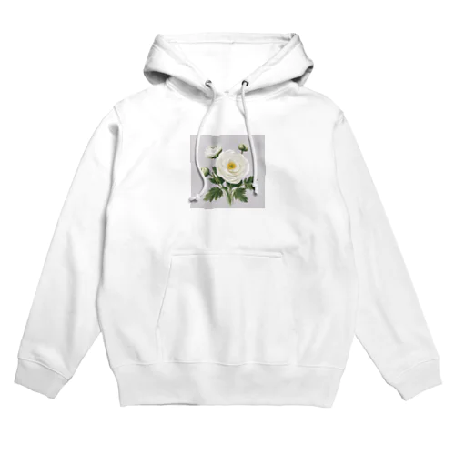 白いラナンキュラス Hoodie