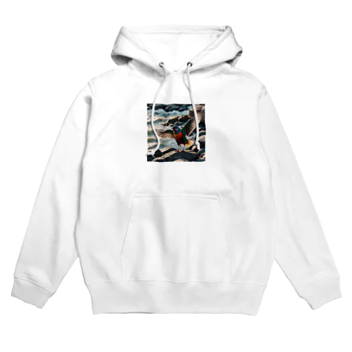 波打ち際で羽ばたく色鮮やかな鳥 Hoodie