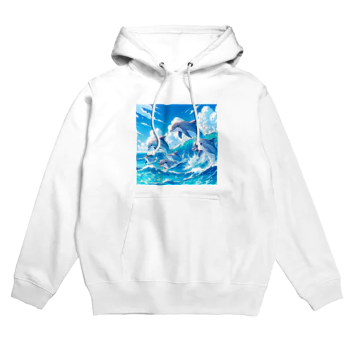 海で遊ぶイルカたちの楽しい風景 Hoodie