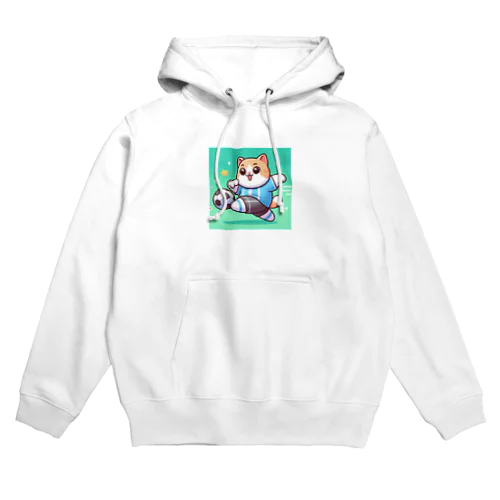 シュートをする猫 Hoodie