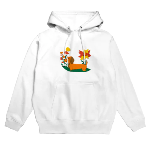 ダックスフンドとお花 Hoodie