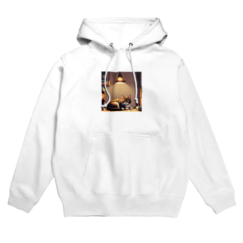 ライトに照らされた猫 Hoodie