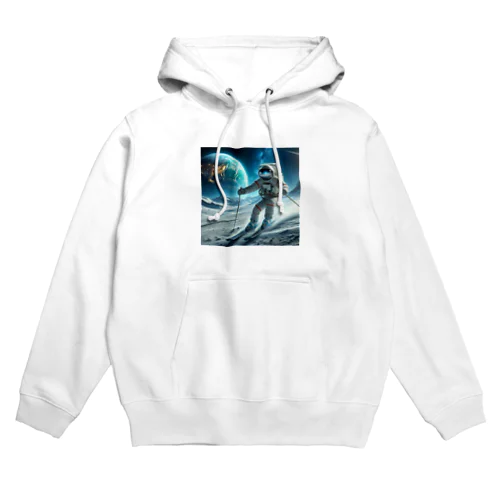 月面をスキーする宇宙飛行士 Hoodie