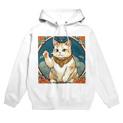 夜のミュシャ風招き猫 Hoodie