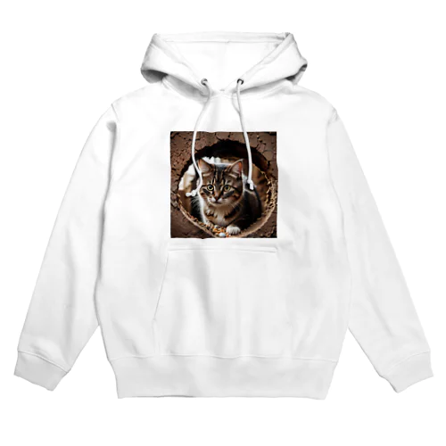 穴から覗く猫 Hoodie