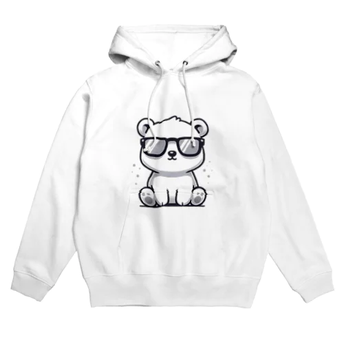 クールなサングラスのホワイトベア Hoodie