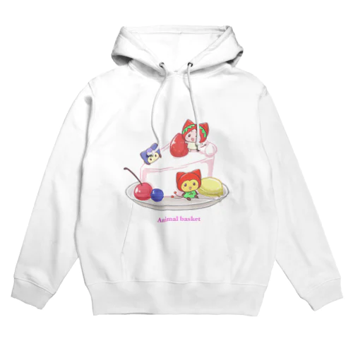 どうぶつバスケットケーキ　ピンク Hoodie