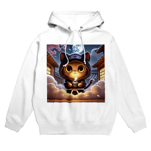 ふわっと瞬間移動！ニャン術忍者 – Fluffy Teleporting Ninja Cat Hoodie