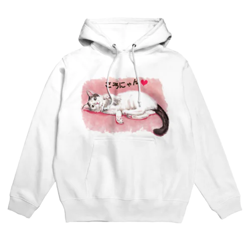 猫パステル画〈ごろにゃん💗〉 Hoodie