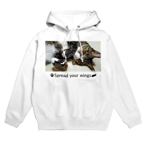 【猫】眠るキジトラ、Sleeping Beat -001 (text：Spread your wings) Hoodie