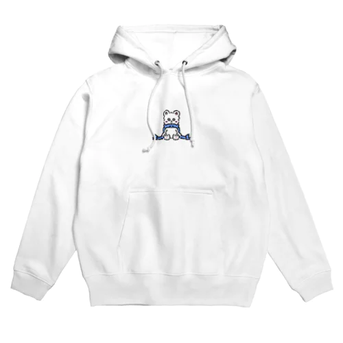 ワンポイントデザイン服　マフラー　白くま Hoodie