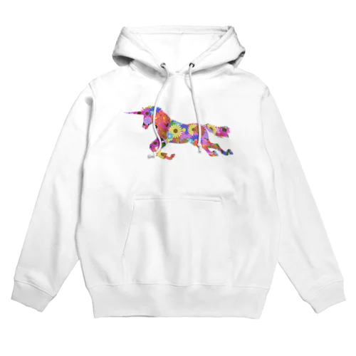 夢かわ花柄ユニコーン Hoodie