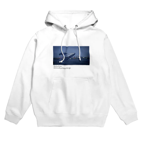 真夜中のクジラ white Hoodie