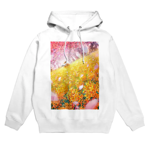 桜花散る黄金の奈の花畑 Hoodie