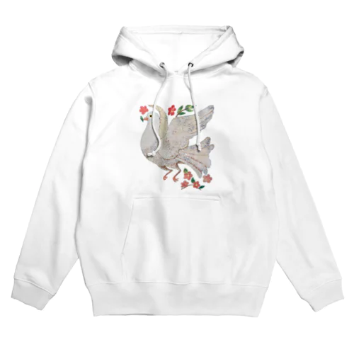 しろい　とり　ハト Hoodie