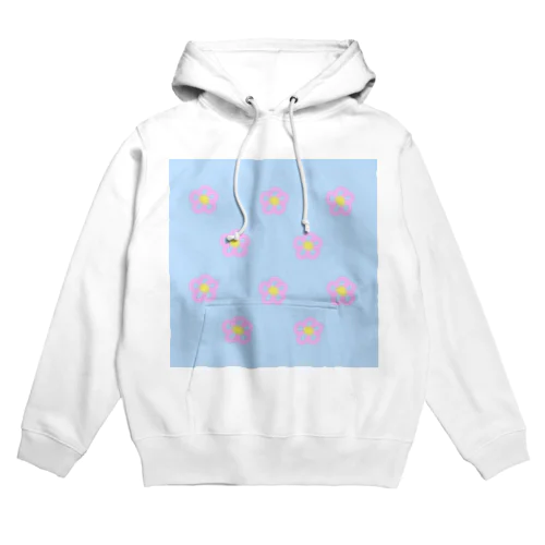 ピンクふらわー(ブルー) Hoodie