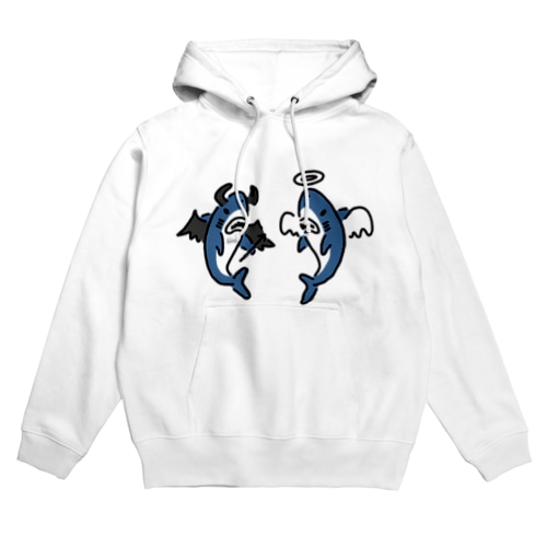 天使と悪魔に扮するサメ Hoodie