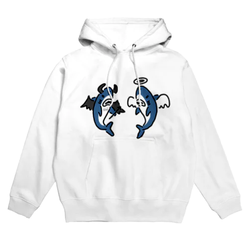 天使と悪魔に扮するサメ Hoodie