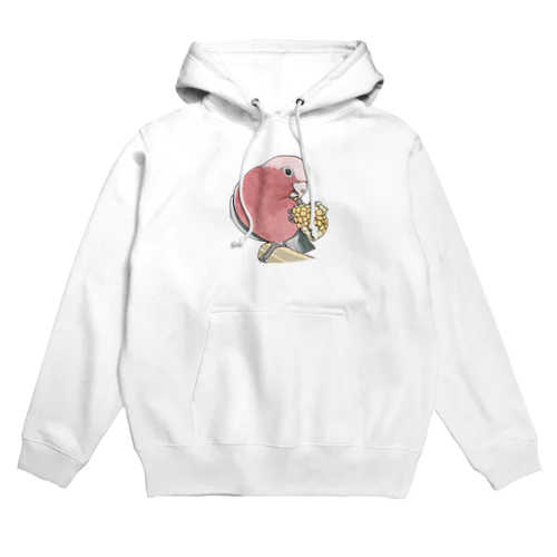 モモイロインコちゃんとトウモロコシ【まめるりはことり】 Hoodie