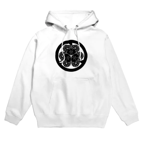 動物家紋。H.T.（三つ葉葵ハシビロコウ）黒 Hoodie