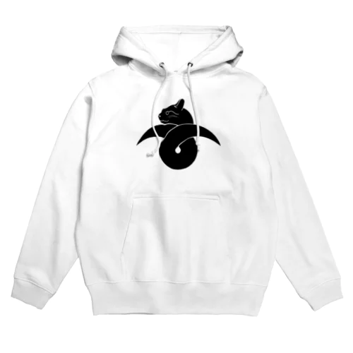 動物家紋。H.T.（結び雁がネコ）黒 Hoodie