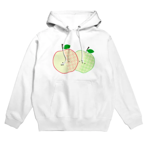 千鳥格子入りの赤りんごと青りんご Hoodie