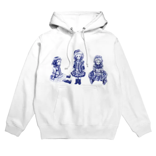 ビスクドール3人娘　デルフトブルー Hoodie