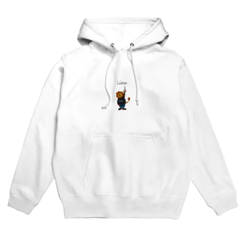 new つり革 ライオン 背景グレー Hoodie