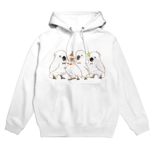 白色オウム、集合！ Hoodie