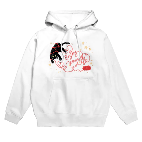 黒猫チョコちゃん毛糸あそび Hoodie