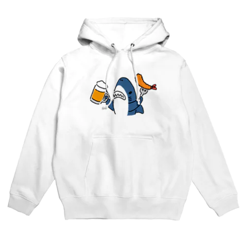 ビールとエビフライとサメ　色付き文字無しVer. Hoodie