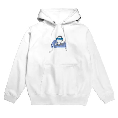 韓国女の子線画 ブルー Hoodie