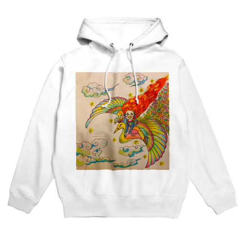 虹色の鳳凰に乗るアマビエ様 Hoodie