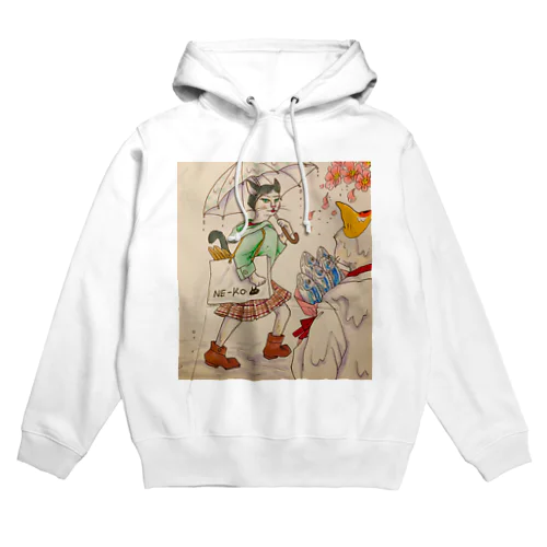 美人猫に魚束を Hoodie