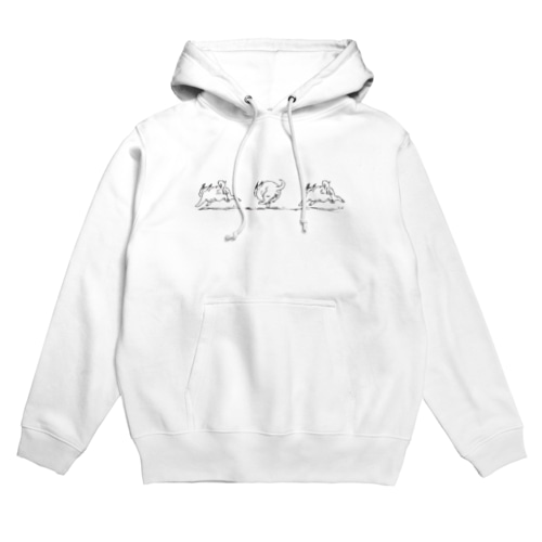 パグ走り３つ～横並び Hoodie