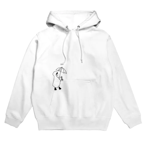 かっぱと傘と長靴のフル装備くん(黒線Ver.) Hoodie