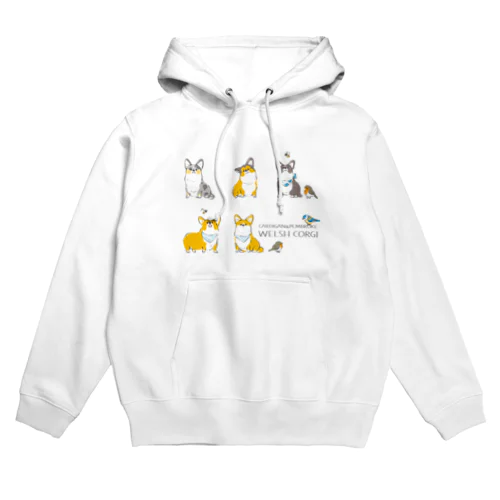 コーギーとヨーロッパコマドリとアオガラと Hoodie