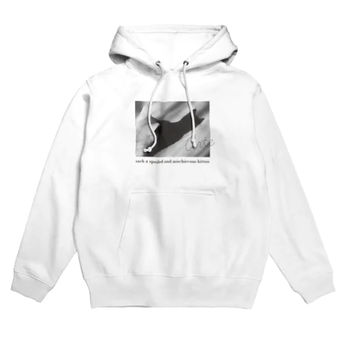 ねこの影もねこ（モノクロ・文字入ver） Hoodie