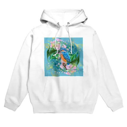 かわいいカワセミとピンクストックのフラワーアレンジメント Hoodie