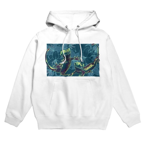 カサブランカとクレステッドゲッコー(グリーン) Hoodie
