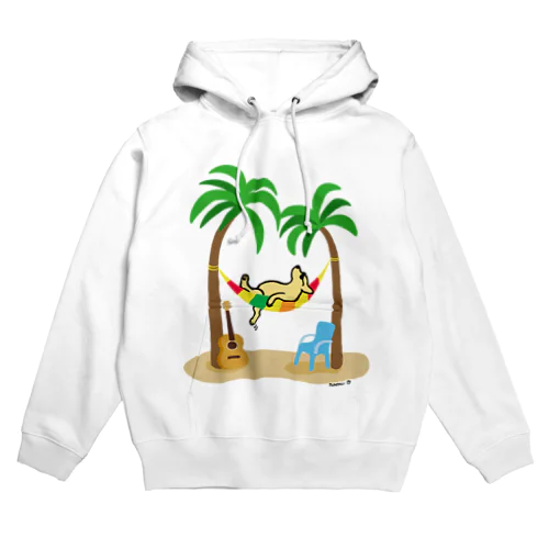 ヤシの木の下でお昼寝するイエローラブラドール Hoodie