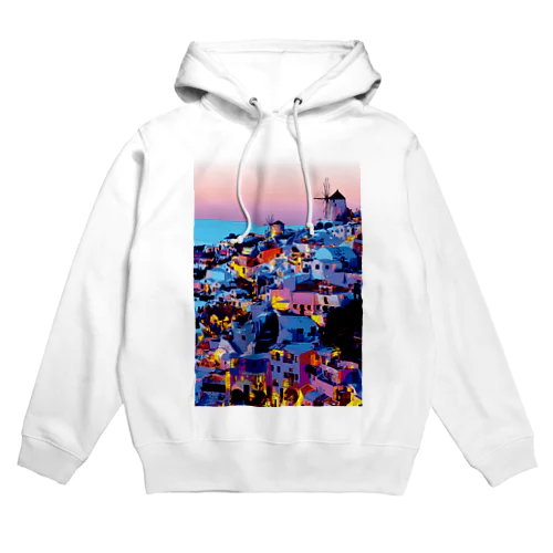 ギリシャ サントリーニ島の夕暮れ Hoodie