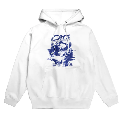 猫が世界を支配する（青） Hoodie