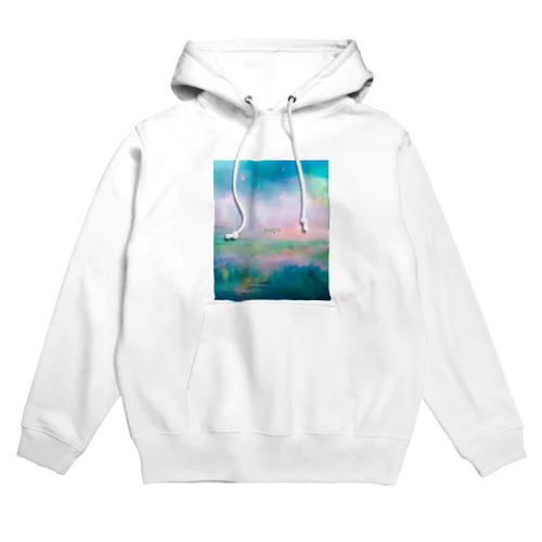 油絵風の癒しデザイン(ターコイズブルー) Hoodie