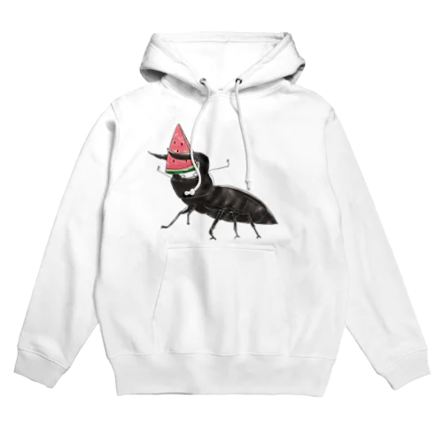 ゆるいクワガタ&スイカ Hoodie