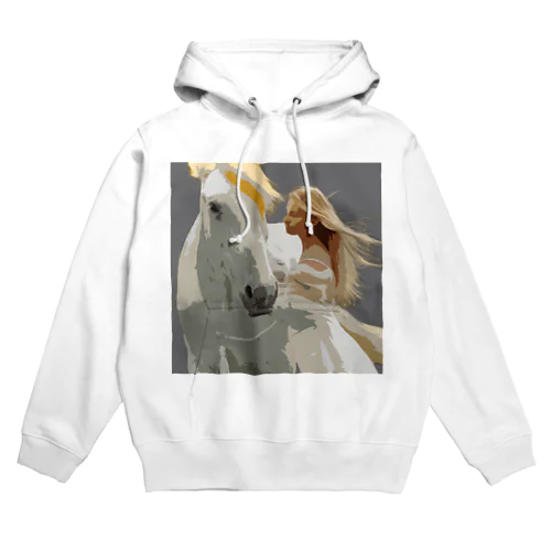 white　pair 　絵画タッチ Hoodie